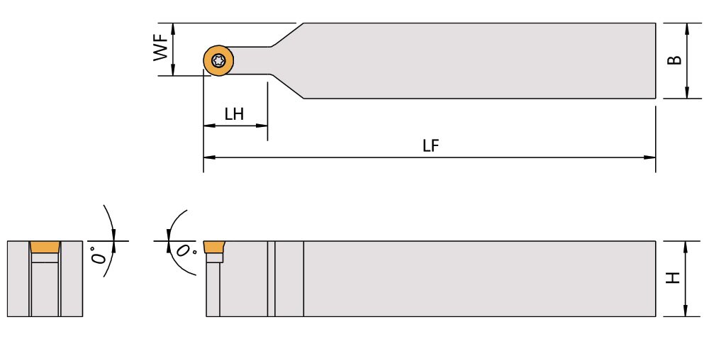 Round / Positive - Turning Tool Holder - SRDCN-2525 M1204S diagram